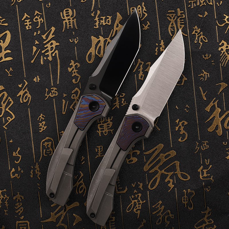 M390 Steel Folding Knife with Titanium Alloy Handle Outdoor Survival Camping Hiking Portable EDC Practical Tool — Titanium EDC, Titanium handle — capture 3