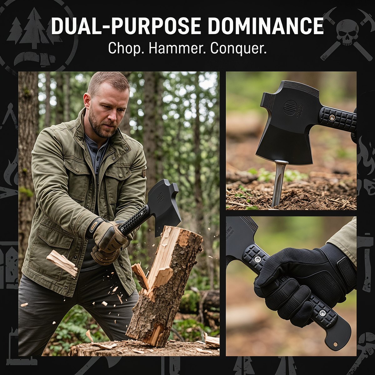 RMJ + Strider, a cooperative alliance style, a field tactical axe, equipped with 80CRV2, a jungle logging tool axe — Tools, Premium steel — capture 3