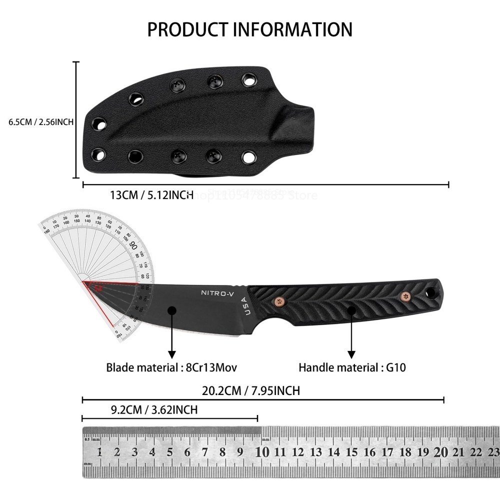 NITRO-V RMJ Knives Pocket Utility Multitools Fixed Blade Knife for Camping Exploration Backpack Outdoor Adventure Cutting Tools — Fixed Blade, Premium steel — capture 2