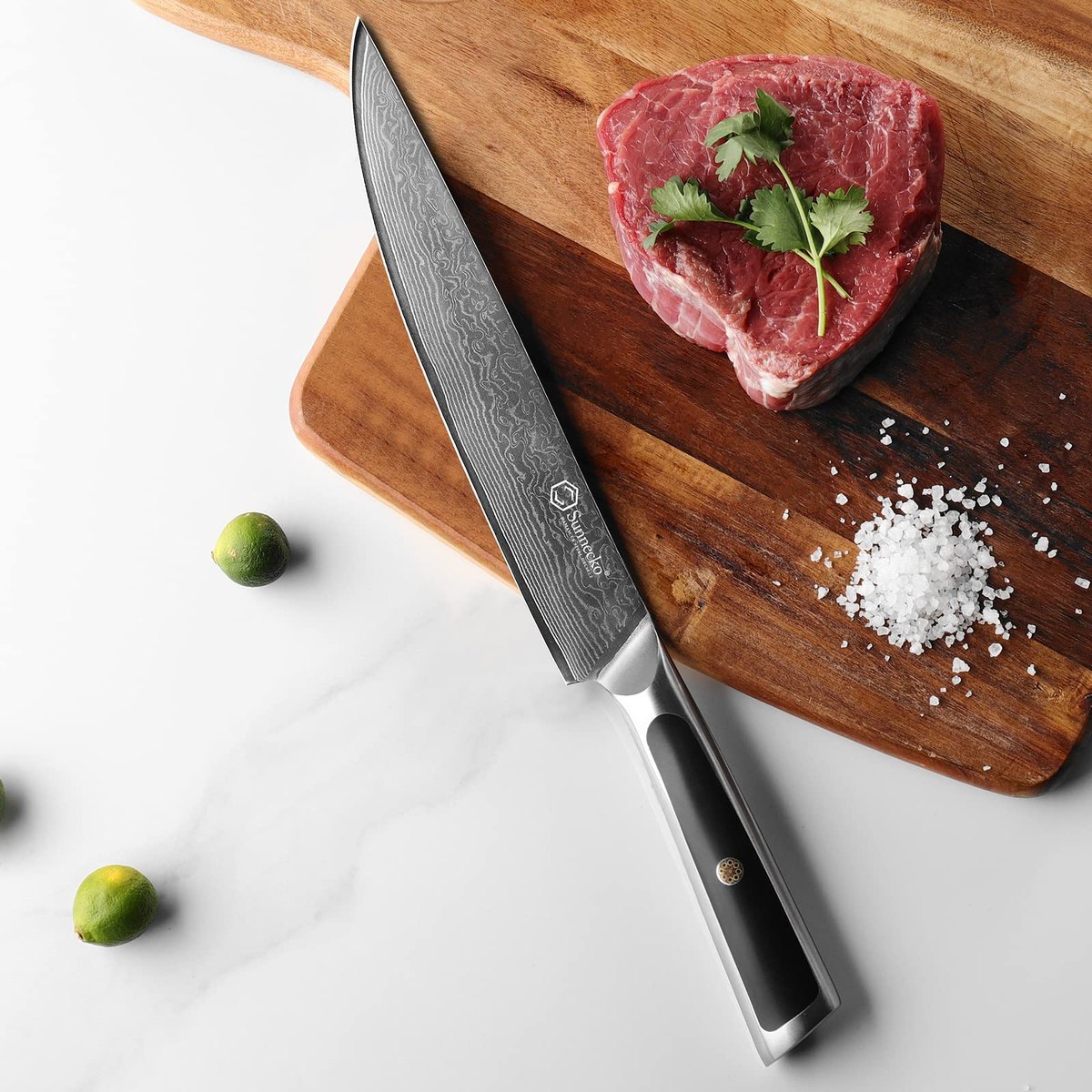 Japanese Damascus Steel Slicing Knife 8 Inch VG10 Core Blade Cutter Sharp Meat Vegetable Fruit Slicer Kitchen Cooking Tools — Damascus, Damascus steel — capture 3