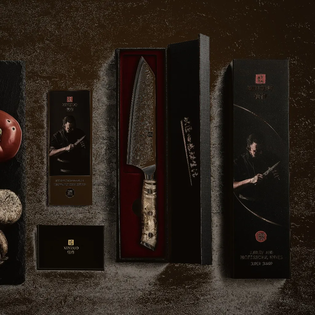 Xinzuo 5.8" Bunka Chef Knife — Damascus, Damascus steel