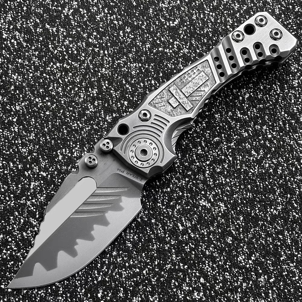T1 heavy-duty folding knife Z-Wear blade TC4 titanium alloy handle camping outdoor survival hunting knife hiking defense tool — Titanium EDC, Titanium handle — capture 2