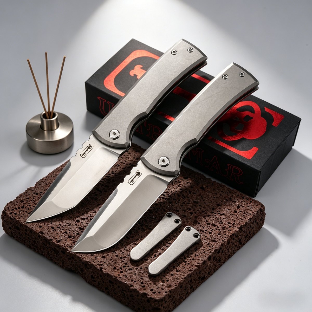 Chaves Knives Redeemer Titanium Alloy Folding Knife, Made of M390 Steel, Outdoor Emergency Knife for Camping in the Wild — Titanium EDC, Titanium handle — capture 2