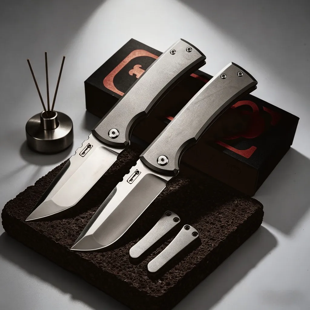 M390 Redeemer Folding Knife — Titanium EDC, Titanium handle