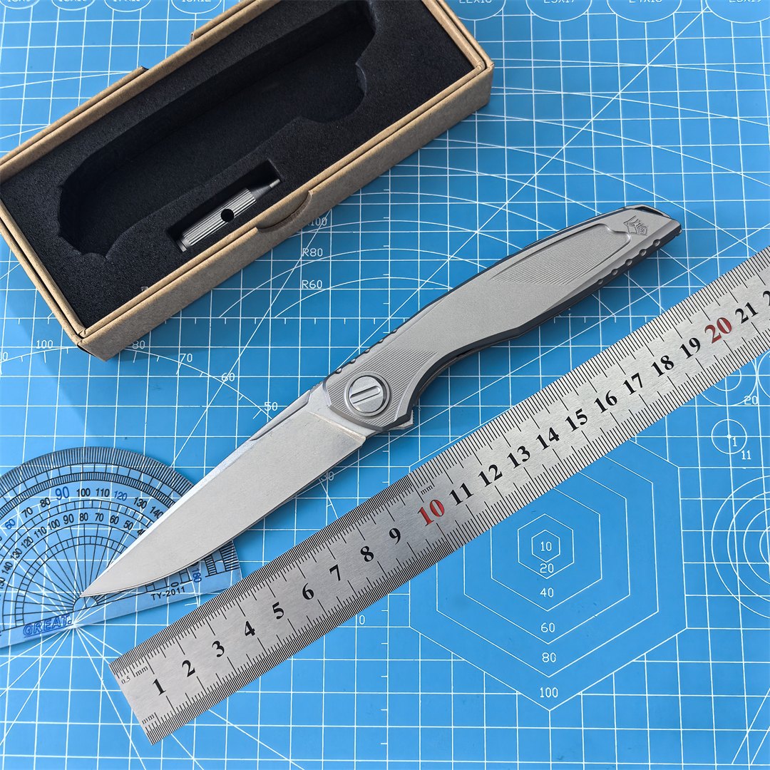 Astrum Folding Knife M390 Logo Titanium Alloy Handle Bearing Outdoor Camping Fishing Hunting Hiking EDC Defense Tool Gift — Titanium EDC, Titanium handle