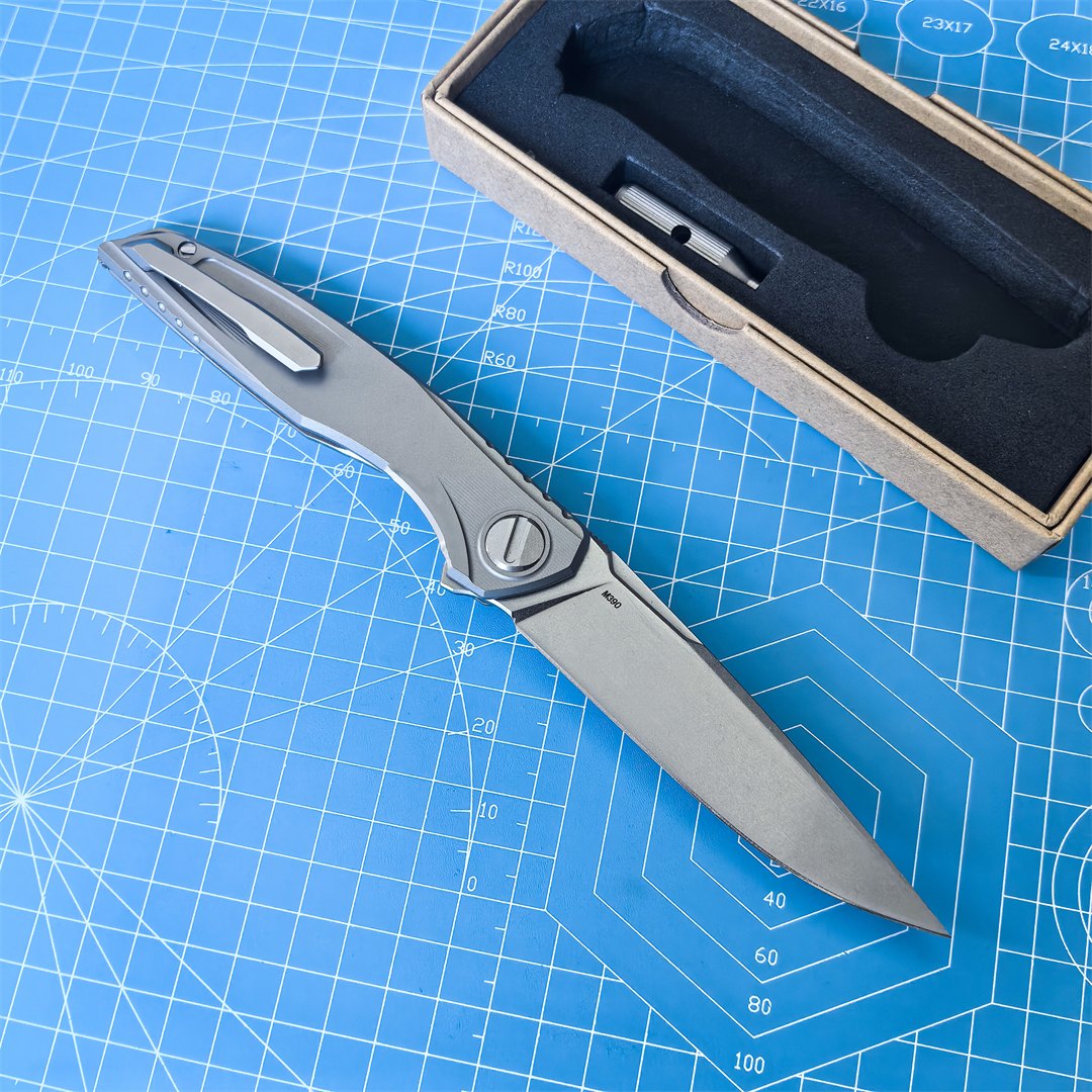 Astrum Folding Knife M390 Logo Titanium Alloy Handle Bearing Outdoor Camping Fishing Hunting Hiking EDC Defense Tool Gift — Titanium EDC, Titanium handle — capture 2