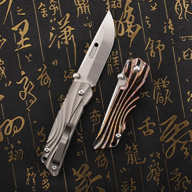 VG-10 Titanium Folding Knife — Titanium EDC, Titanium handle