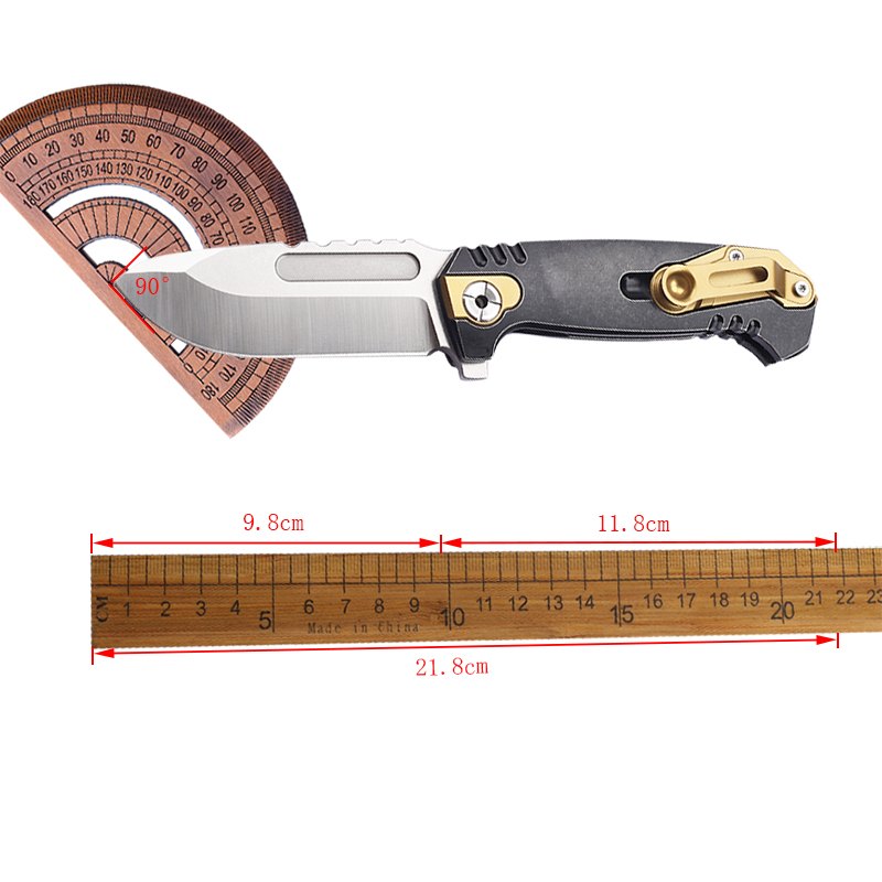 10CR15MOVCO Titanium Alloy Folding Knife Sheet Portable Tool for Outdoor Survival Camping Hiking with Durable Handle — Titanium EDC, Titanium handle