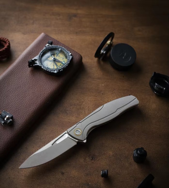 VESPA F7 , blade: M390 Handle: TC4 titanium alloy, EDC tool — Titanium EDC, Titanium handle