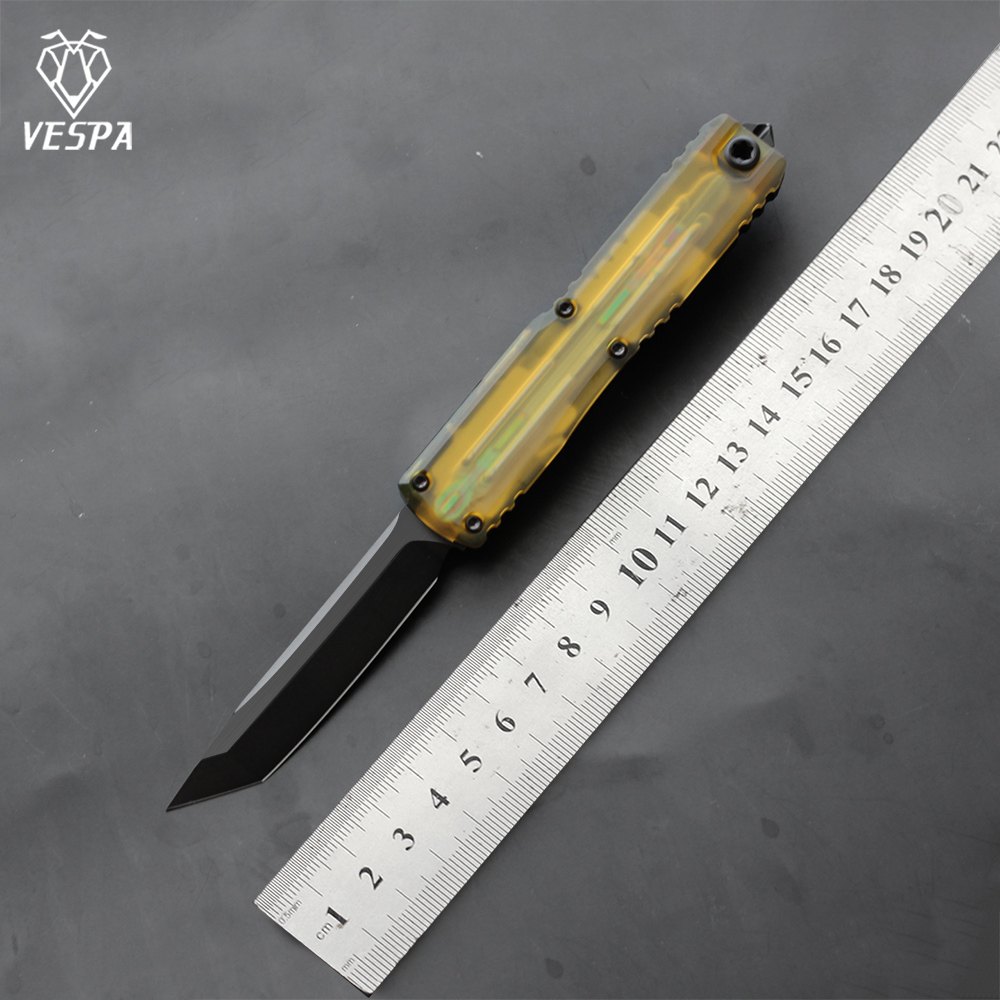 VESPA 0 point polished M390 stone washed / DLC stone washed, 7075-T7 aluminum handle, outdoor hiking EDC tool — Folding Knives, Premium steel
