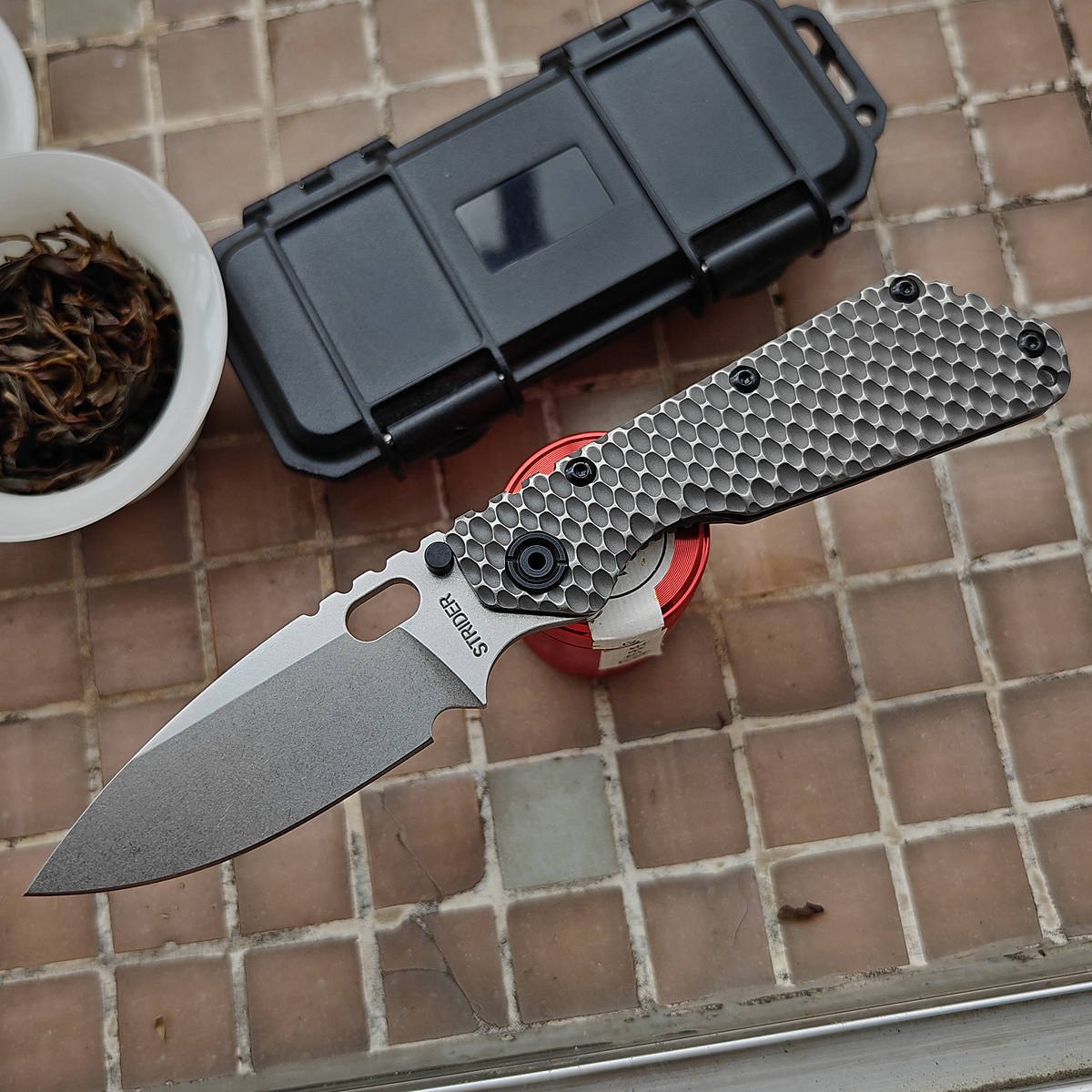Titanium Handle Frame With Steel Insert SMF Strider Copper Washer AUS10 Drop Blade Camping Hunting EDC Tool JUFULE Folding Knife — Titanium EDC, Titanium handle