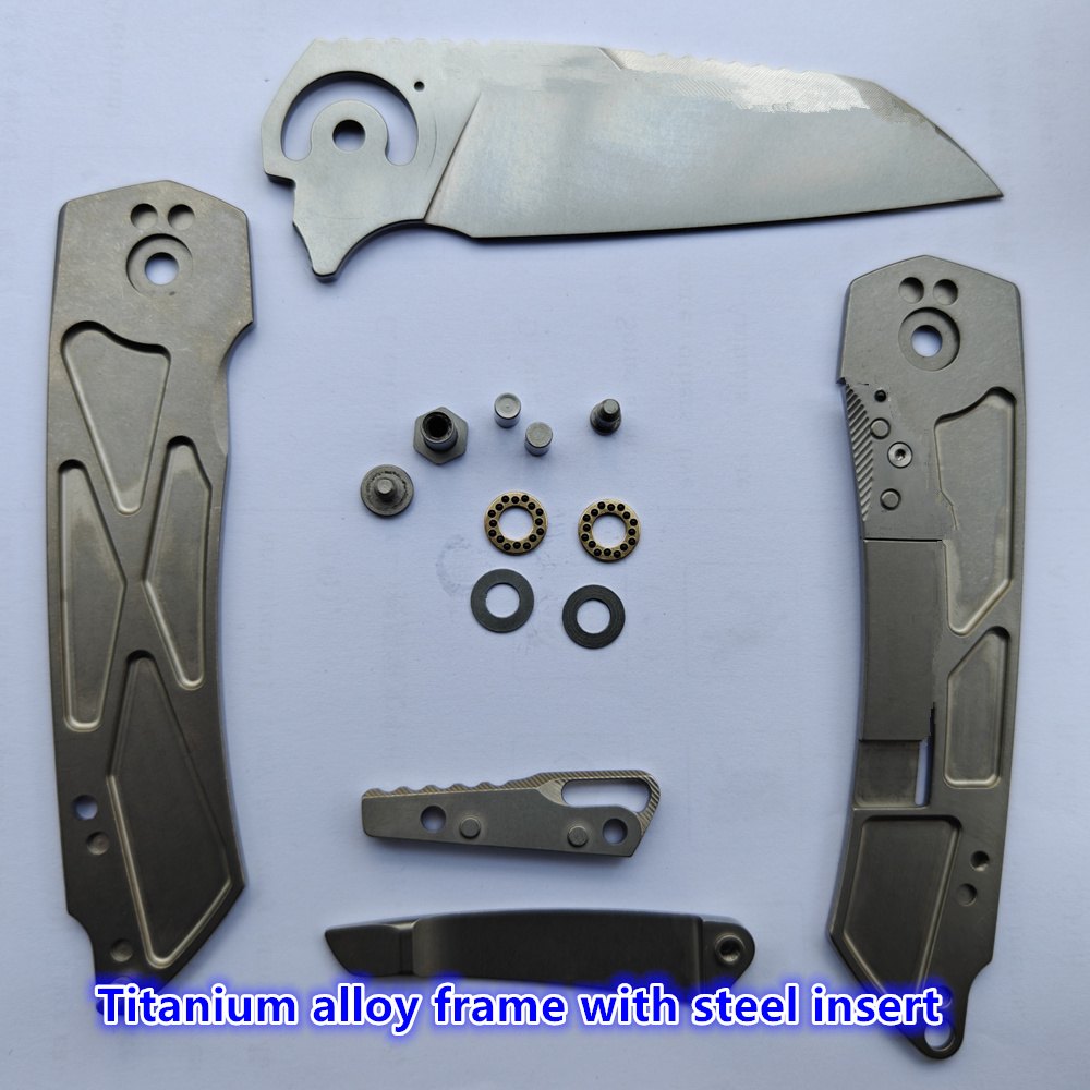 JUFULE Mojave Titanium Handle Ceramic Bearings Kitchenware Pocket EDC Tool Fish Hunting Hike Camping 154CM Outdoor Folding Knife — Titanium EDC, Titanium handle — capture 2