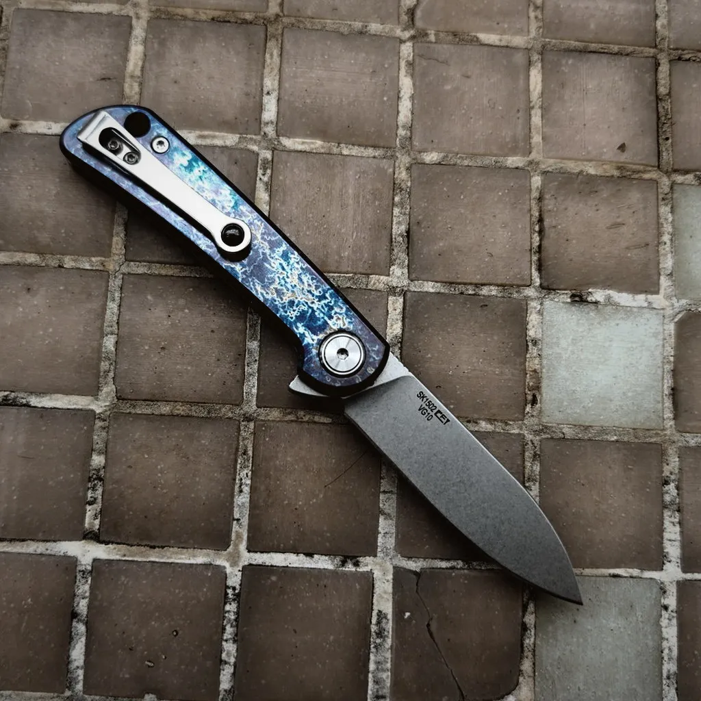 VG-10 Space Time Folding Knife — Titanium EDC, Titanium handle