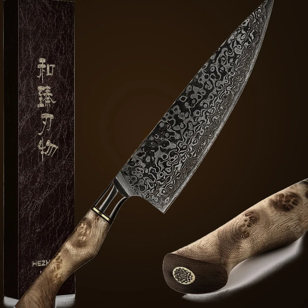 Hezhen 8.3" VG-10 Chef Knife — Damascus, Damascus steel
