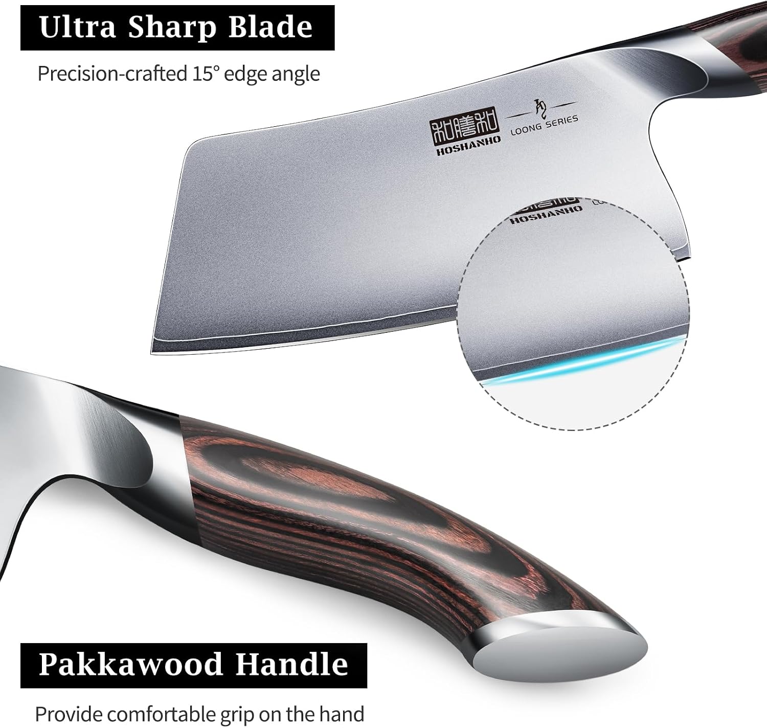 HOSHANHO Cleaver Knife 7 Inch, Ultra Sharp Vegetable Meat Chopper Knife — Kitchen, Premium steel — capture 3