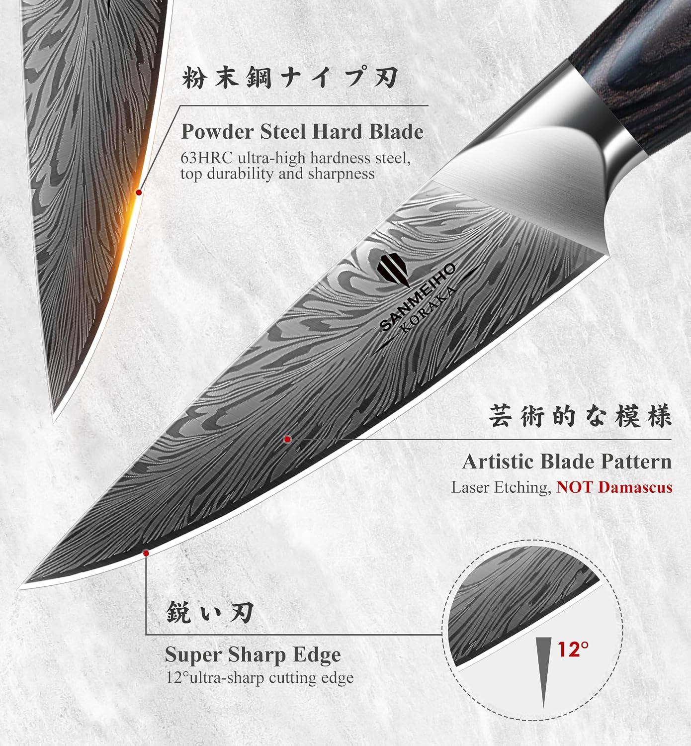 SANMEIHO Kitchen Paring Knife 4“ - Japanese Powder Steel 63 HRC — Kitchen, Premium steel — capture 2