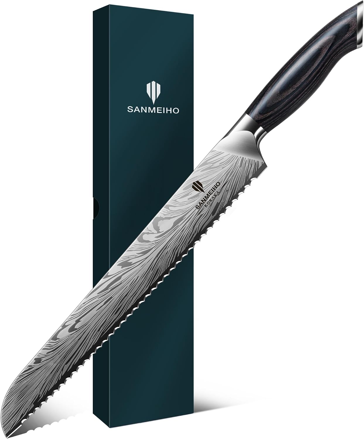 SANMEIHO 10 inch Bread Knife in Powder Steel, Serrated Bread Knife — Kitchen, Premium steel
