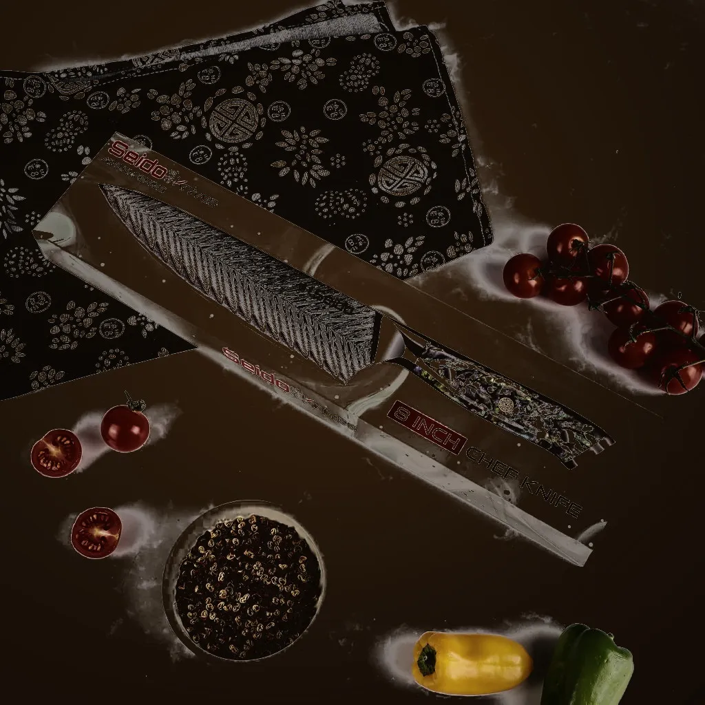 Seido VG-10 Awabi Chef Knife — Damascus, Damascus steel