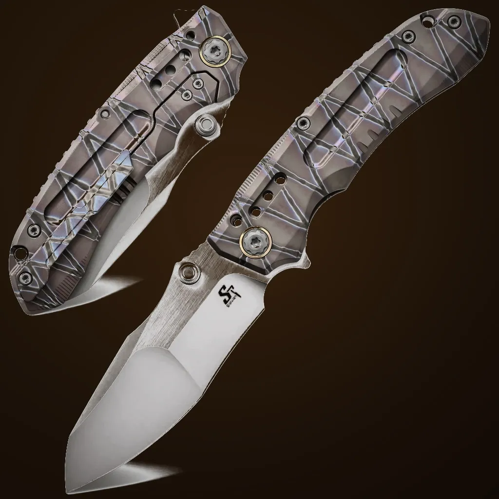 Sitivien M390 ST991 Folding Knife — Titanium EDC, Titanium handle