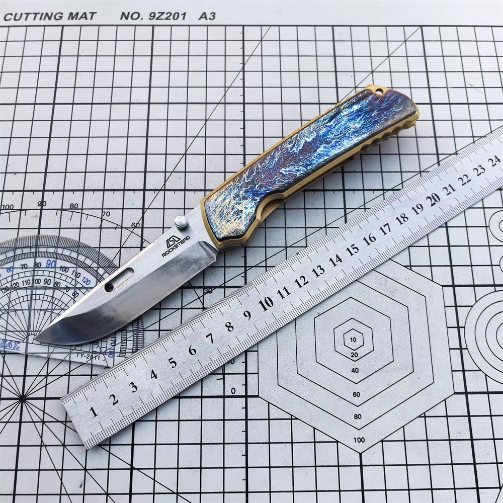 Pocket Folding Knife VG10 Steel Blade TC4 Titanium Alloy Handle Camping Outdoor Survival Hunting Knife EDC Defense Tool Gift — Titanium EDC, Titanium handle