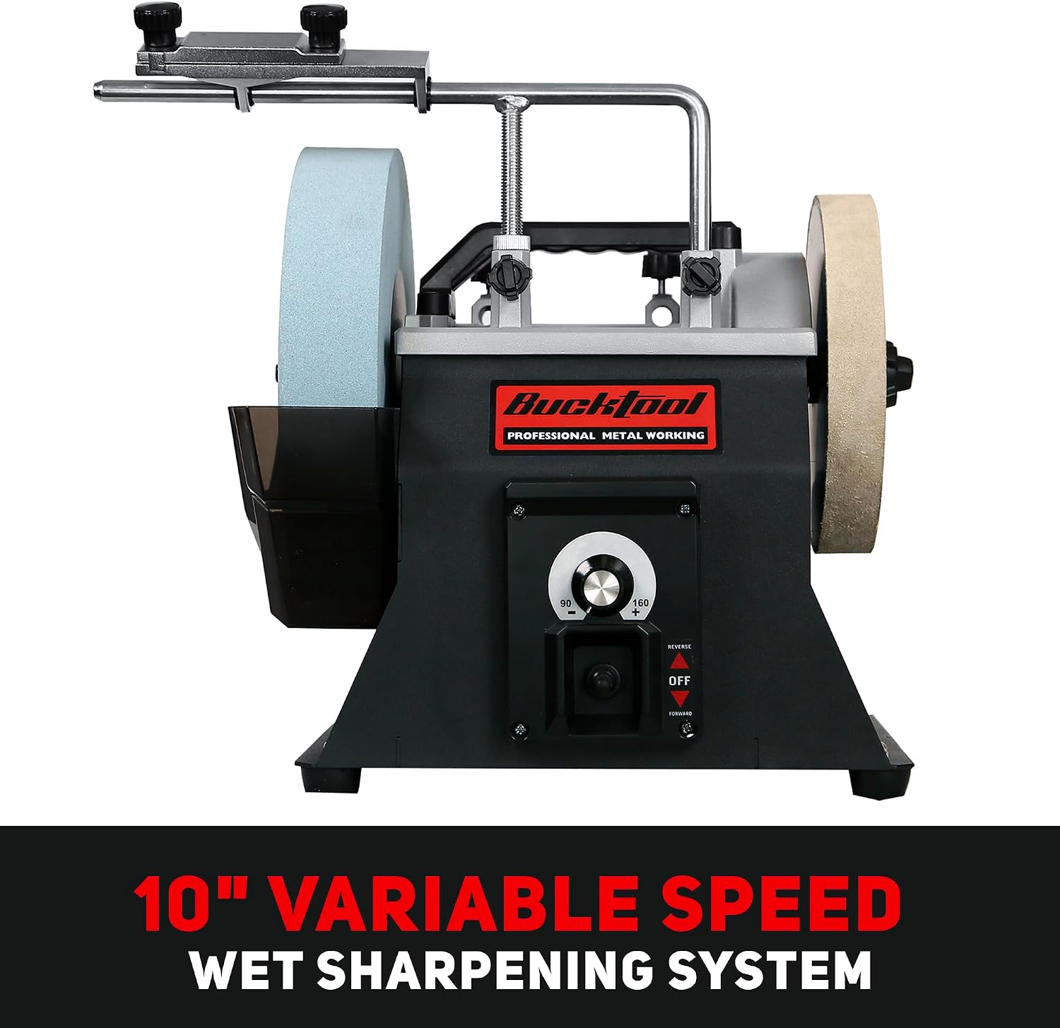 BUCKTOOL 10-Inch Variable Speed Wet Sharpening System, 1.2-Amp Two-Direction Water Cooled Wet Stone Grinder 90-160RPM, Wet Bench Grinder for Knife, Chisel, Knife, Axe, SCM8103 — Knife Making, Wet stone grinder — capture 2