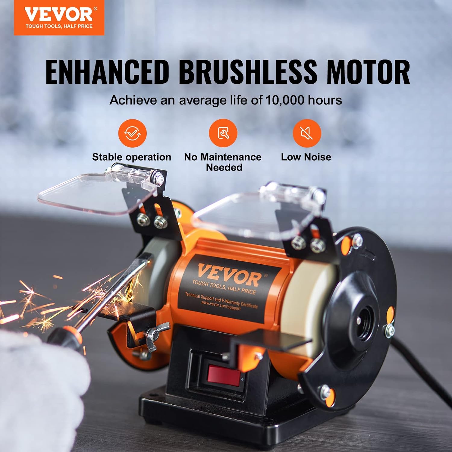 VEVOR Jewelry Polisher, Bench Grinder Polishing & Buffing Machine, 3590RPM Bench Lathe Polisher with 1 Wool Wheel & 1 Abrasive Fiber Wheel & 1 Grinding Wheel & 100pcs Tools — Knife Making, Bench polisher — capture 2