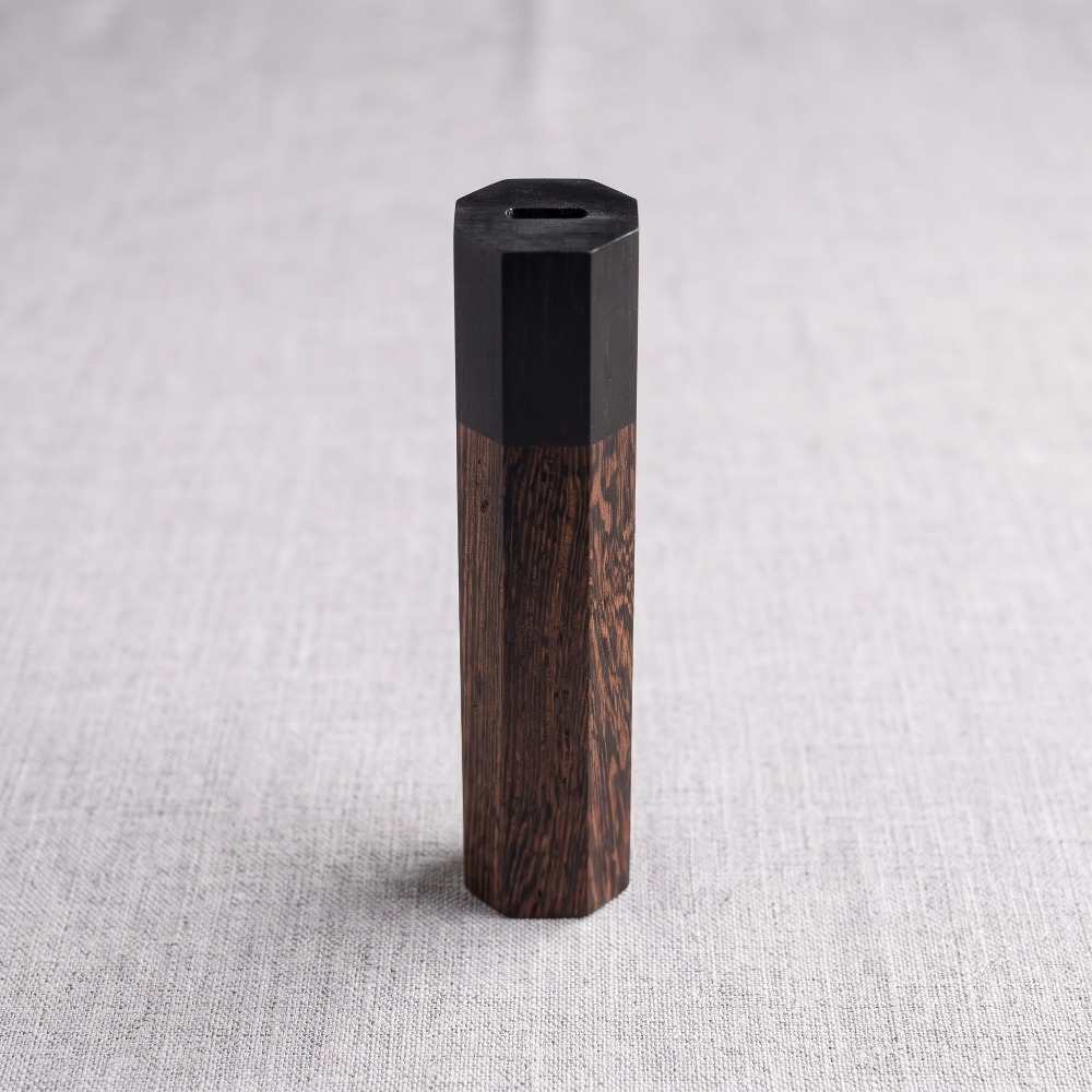 Handmade Octagonal Wenge Ebony Spliced Wood Knife Handle, Replacement Grip for Japanese Kitchen Chef Knives DIY Making — Knife Making, Wenge & ebony wood — capture 3