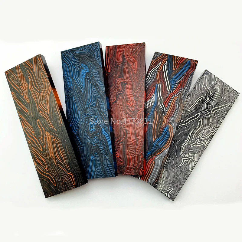 2pieces G10 Knife handle Material Diy Tool Handle Composite Material Damascus Pattern G-10 Tool Holder Patch Material 130x45x8mm — Knife Making, G10 Damascus-pattern scales — capture 2