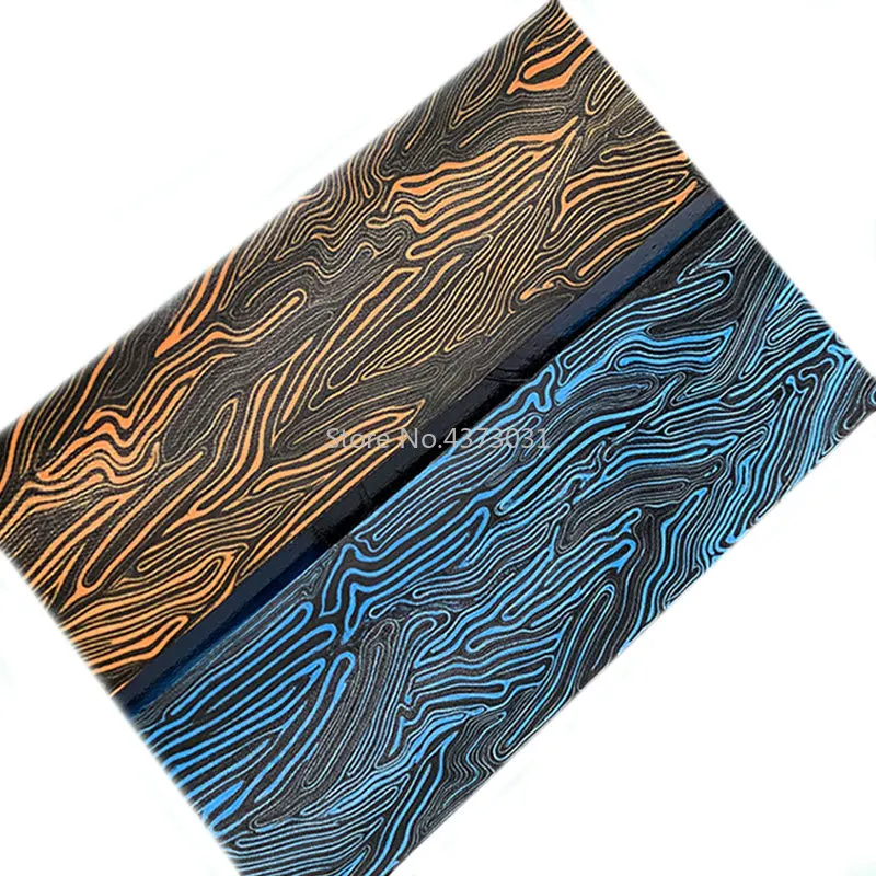 2pieces G10 Knife handle Material Diy Tool Handle Composite Material Damascus Pattern G-10 Tool Holder Patch Material 130x45x8mm — Knife Making, G10 Damascus-pattern scales — capture 3
