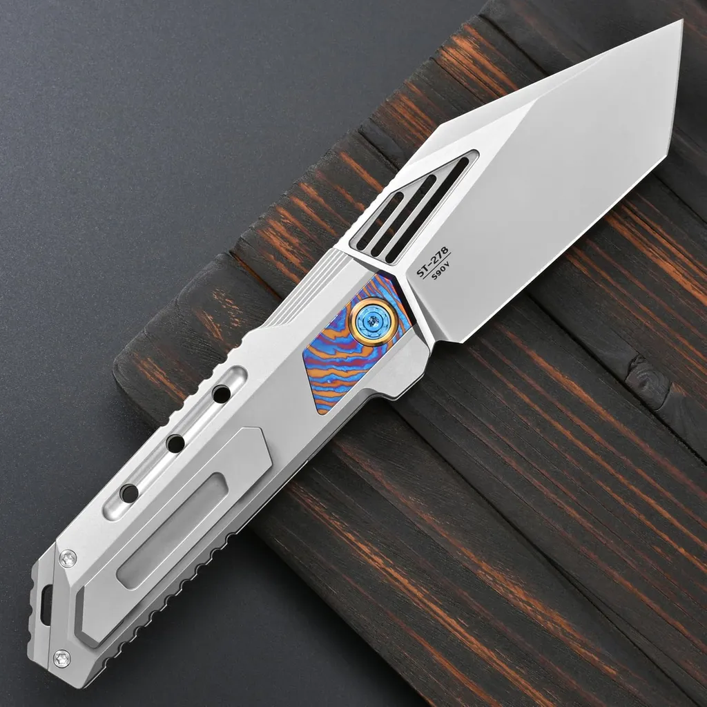 Sitivien ST278 S90V folding knife — Titanium EDC, Titanium handle