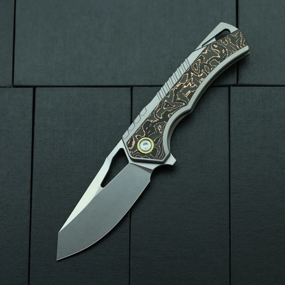 Beketen Copper-CF M390 Folding Knife — Titanium EDC, Titanium handle