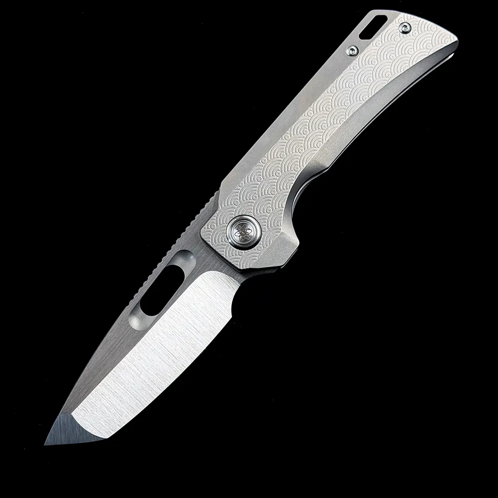 Overlord Dinosaur M390 Folding Knife — Titanium EDC, Titanium handle