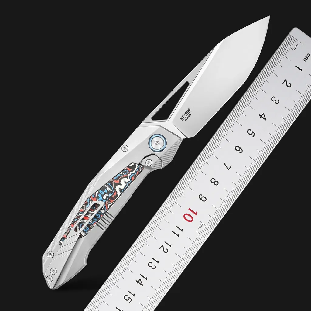 Sitivien ST666 M390 folding knife — Titanium EDC, Carbon fiber — capture 2