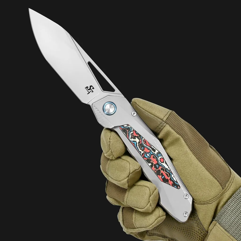 Sitivien ST666 M390 folding knife — Titanium EDC, Carbon fiber — capture 3