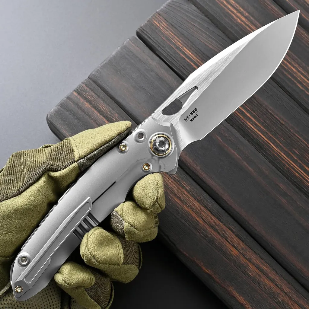 Sitivien ST888 M390 folding knife — Titanium EDC, Titanium handle — capture 3