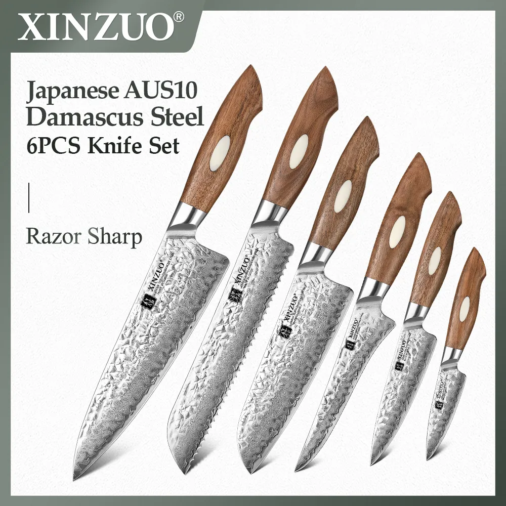 Xinzuo AUS-10 kitchen knife set — Damascus, Damascus steel — capture 2