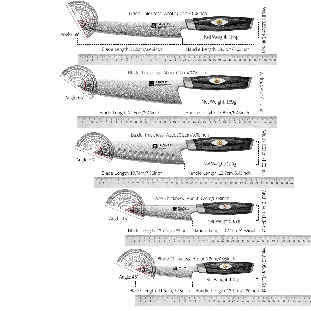 Xinzuo kitchen knife set · 192 — Damascus, Damascus steel — capture 2