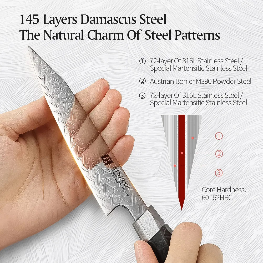 Xinzuo kitchen knife set · 192 — Damascus, Damascus steel — capture 3