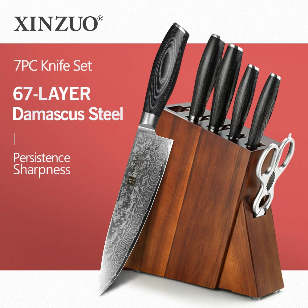 Xinzuo VG-10 kitchen knife set — Damascus, Damascus steel