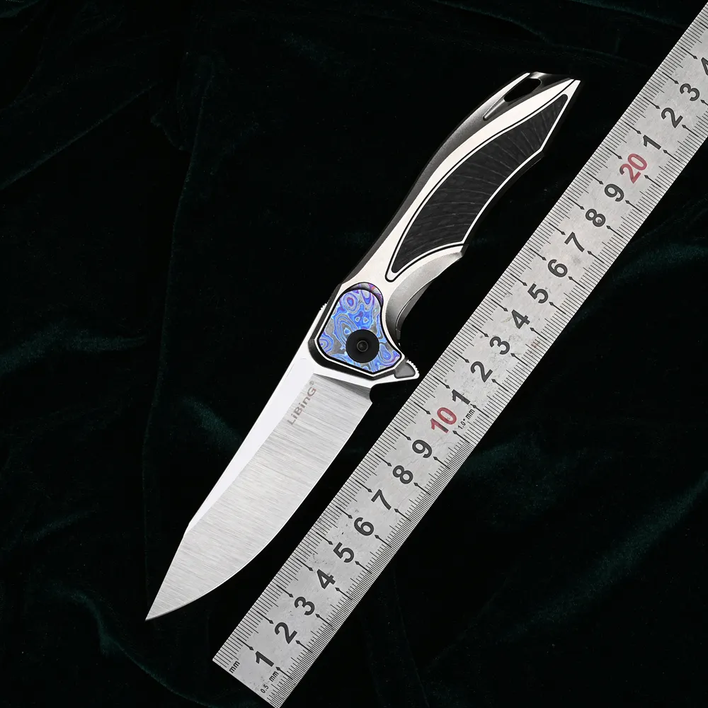 Gray Shark CPM-20CV Folding Knife — Titanium EDC, Titanium handle