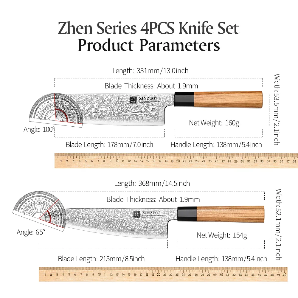 Xinzuo 10Cr15 kitchen knife set — Damascus, Damascus steel — capture 2