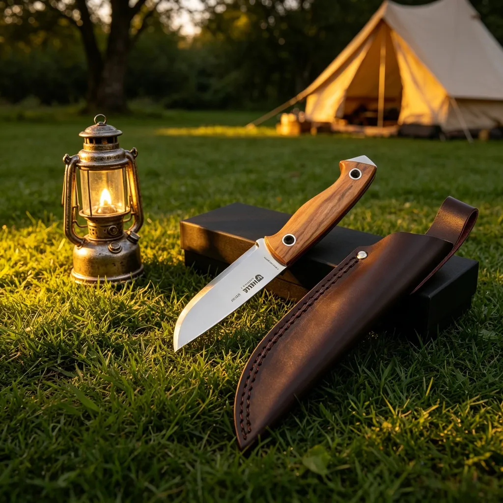 12C27 Utvaer camp knife — Fixed Blade, Olive wood