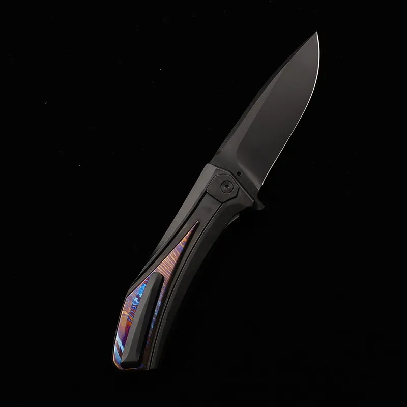 DLC M390 horse-inlay folder — Titanium EDC, Titanium handle