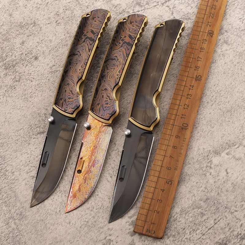 DLC VG-10 anodized folder — Titanium EDC, Titanium handle