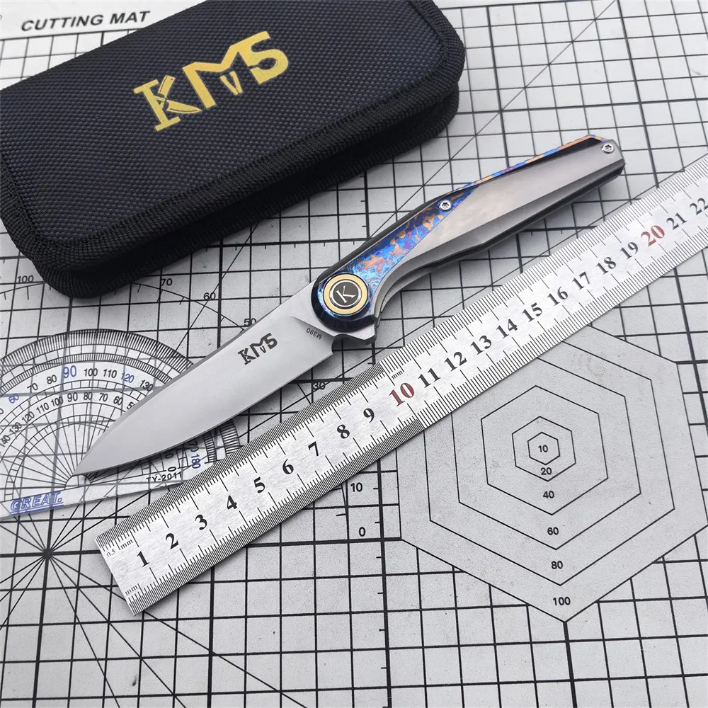 Timascus M390 folding knife — Titanium EDC, Titanium handle